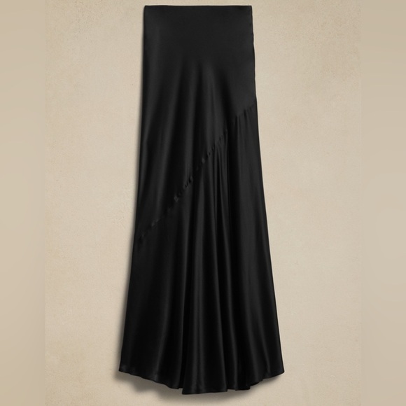 NWT! Banana Republic Black Bliss Silk Maxi Skirt - Size Small 🧩 - Picture 4 of 7